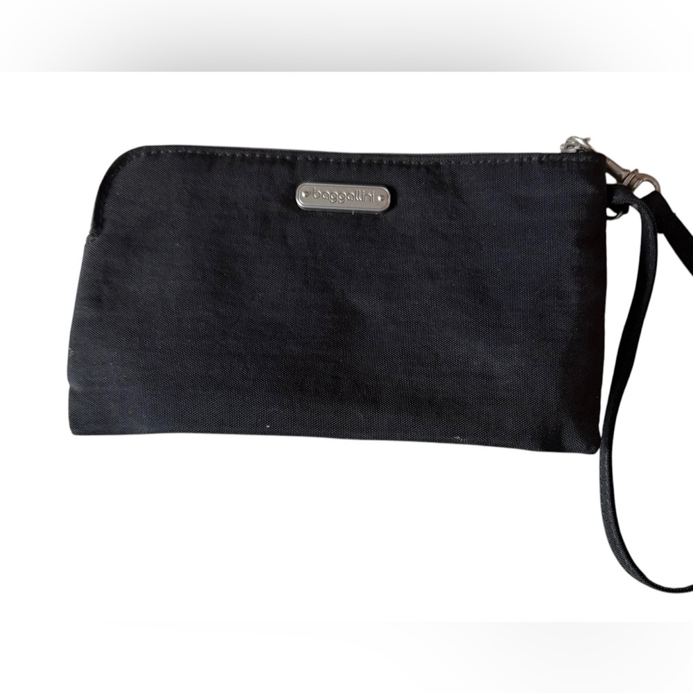 Baggalini Black RFID Security Wristlet Clutch Handbag 7.5 in by 4.5 in